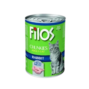 Filos Wet Cat Food - Rabbit Chunkies for Adult Cats 405g