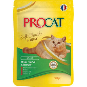 PROCAT  Soft chunks in jelly with Cod & shrimps100 gm