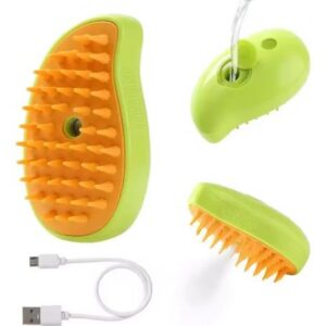 Cat Steam Brush, 3 In 1 Steamy Pet Brush, Silicone Massage Dog Hair Remover Comb, Spray Mist Grooming for Indoor Kittens (Mango Green)